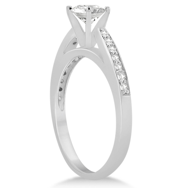 Petite Half-Eternity Diamond Engagement Ring 14k White Gold (0.14ct)