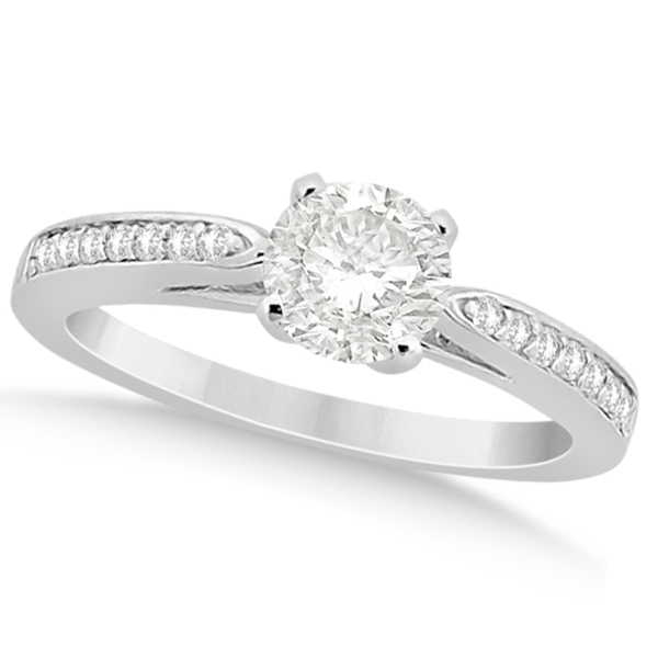 Petite Half-Eternity Diamond Engagement Ring 14k White Gold (0.14ct)