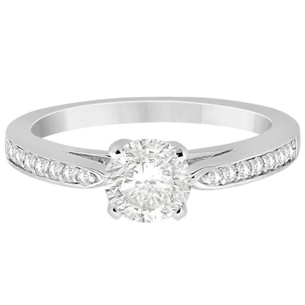 Petite Half-Eternity Diamond Engagement Ring 14k White Gold (0.14ct)