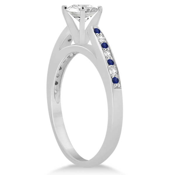 Cathedral Blue Sapphire Diamond Engagement Ring Palladium 0.26ct