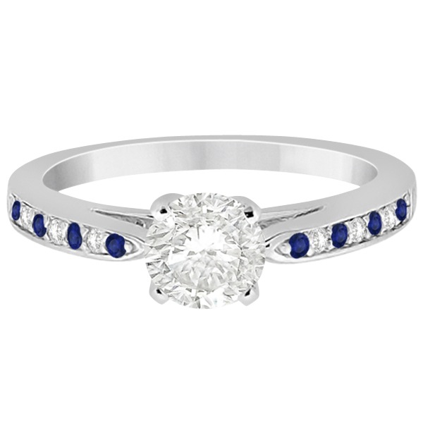 Cathedral Blue Sapphire Diamond Engagement Ring Palladium 0.26ct
