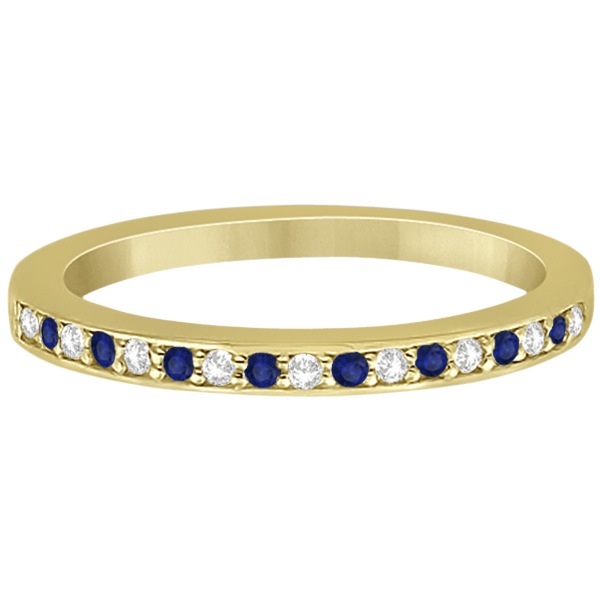 Cathedral Blue Sapphire & Diamond Wedding Band 14k Yellow Gold 0.29ct