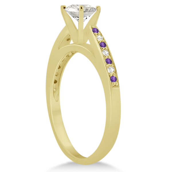 Amethyst & Diamond Engagement Ring Set 18k Yellow Gold (0.55ct)