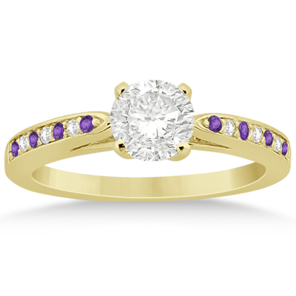 Amethyst & Diamond Engagement Ring Set 18k Yellow Gold (0.55ct)