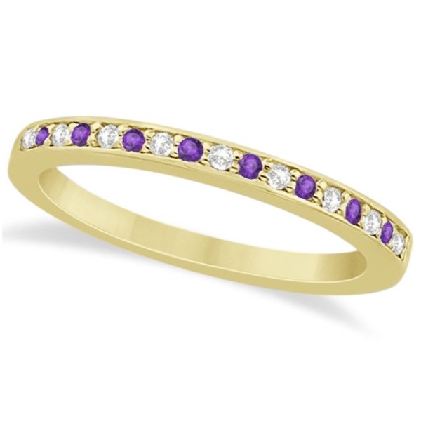 Amethyst & Diamond Engagement Ring Set 18k Yellow Gold (0.55ct)
