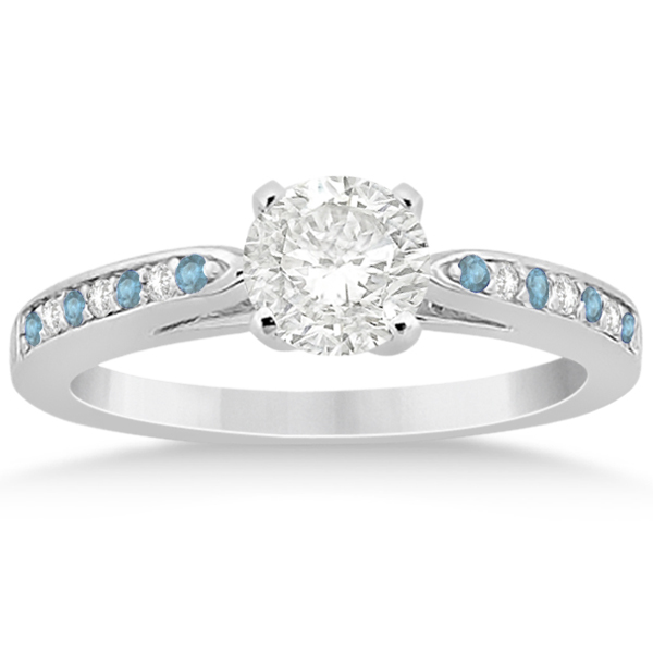 Aquamarine & Diamond Engagement Ring Set 14k White Gold (0.55ct)