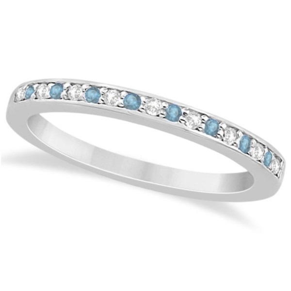 Aquamarine & Diamond Engagement Ring Set 14k White Gold (0.55ct)