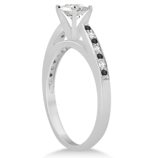 Black & White Diamond Engagement Ring 14k White Gold 0.26ct