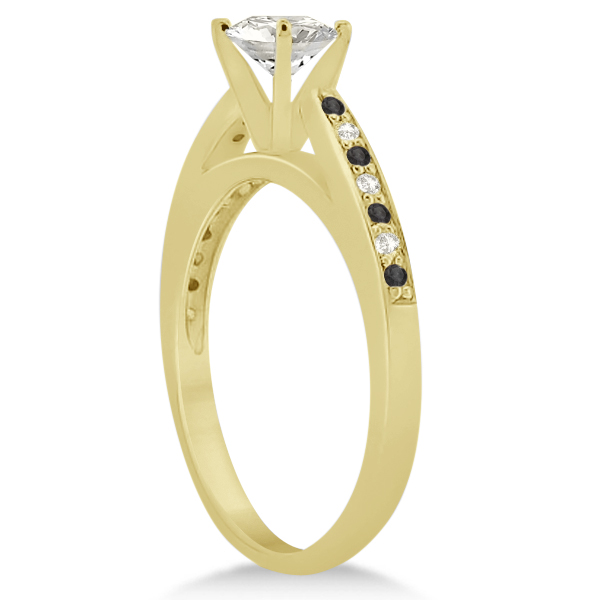 Black & White  Diamond Engagement Ring 18k Yellow Gold 0.26ct