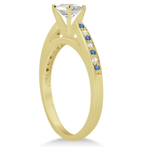 Blue Topaz & Diamond Engagement Ring 14k Yellow Gold 0.26ct