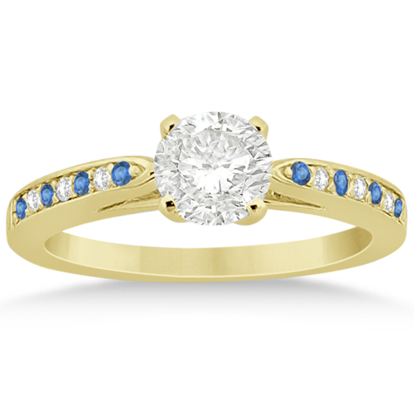 Blue Topaz & Diamond Engagement Ring Set 14k Yellow Gold (0.55ct)