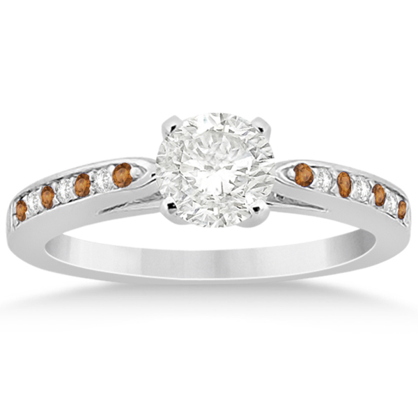 Citrine & Diamond Engagement Ring Set Palladium (0.55ct)