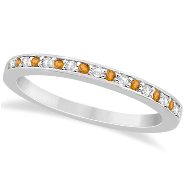 Citrine & Diamond Engagement Ring Set Palladium (0.55ct)