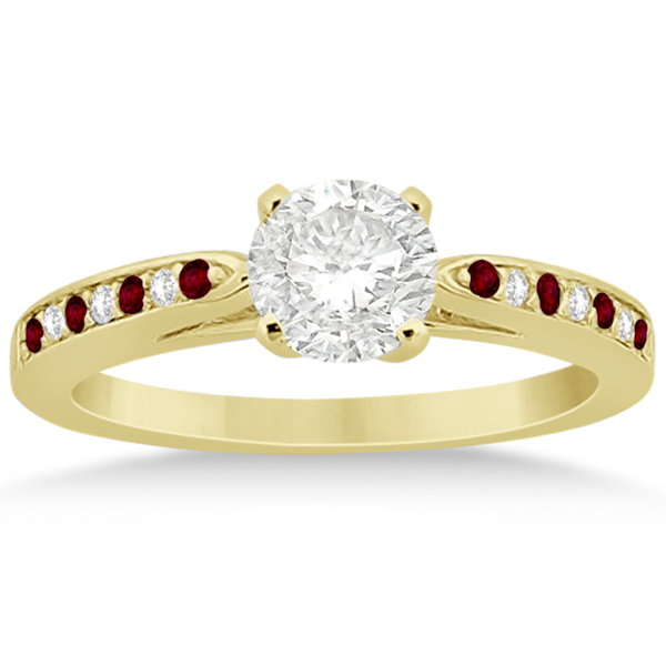 Garnet & Diamond Engagement Ring Set 14k Yellow Gold (0.55ct)