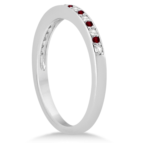 Garnet & Diamond Wedding Band Palladium 0.29ct