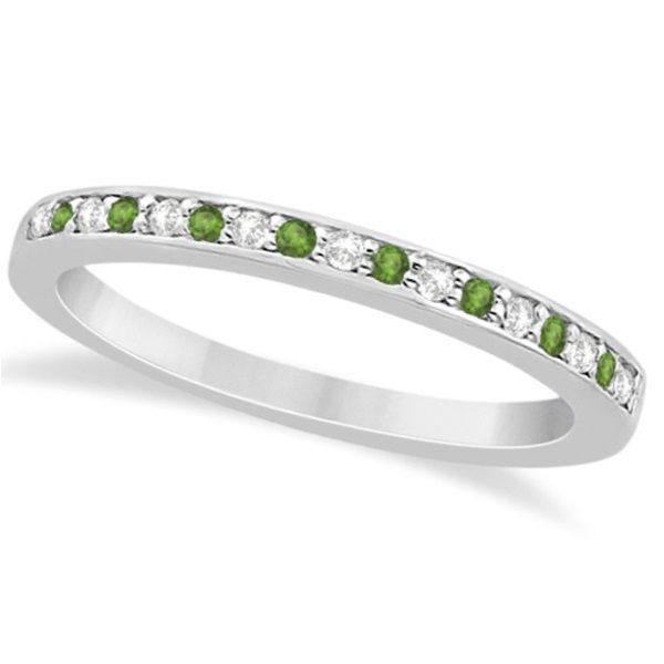 Peridot & Diamond Engagement Ring Set 14k White Gold (0.55ct)