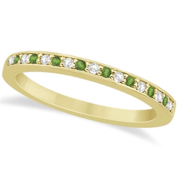 Peridot & Diamond Engagement Ring Set 14k Yellow Gold (0.55ct)