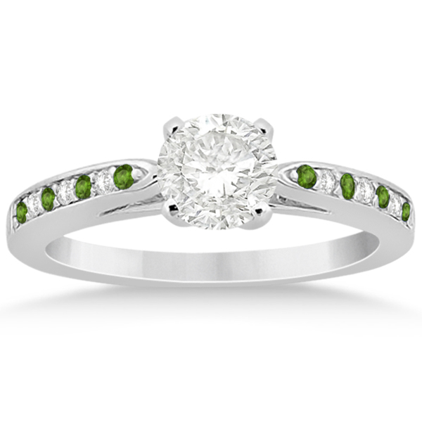 Peridot & Diamond Engagement Ring Set Palladium (0.55ct)