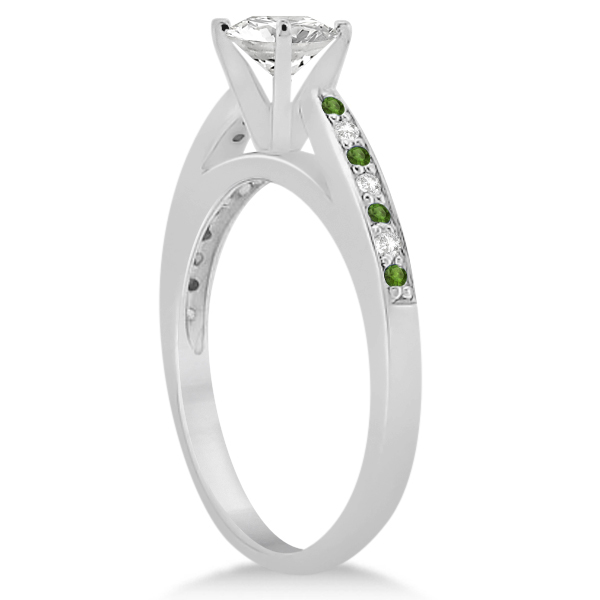 Peridot & Diamond Engagement Ring Set Palladium (0.55ct)
