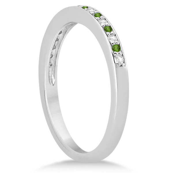 Peridot & Diamond Wedding Band Platinum 0.29ct