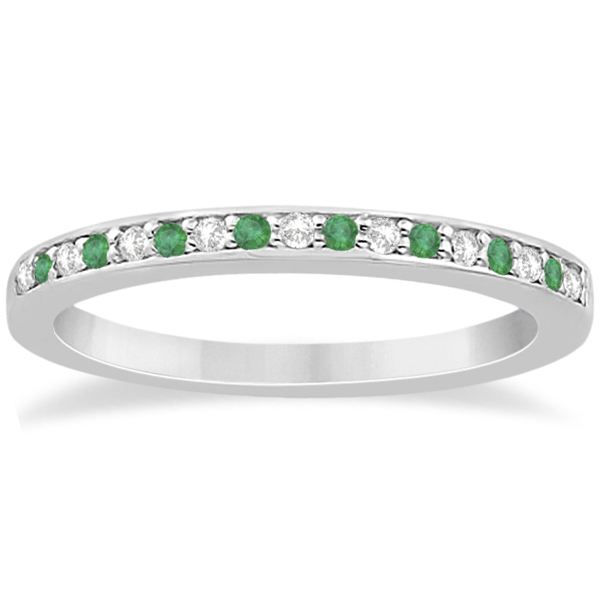 Semi-Eternity Emerald & Diamond Wedding Band Platinum (0.25ct)