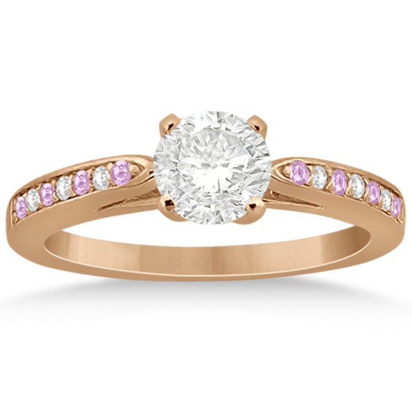 Pink Sapphire & Diamond Engagement Ring Set 14k Rose Gold (0.55ct)
