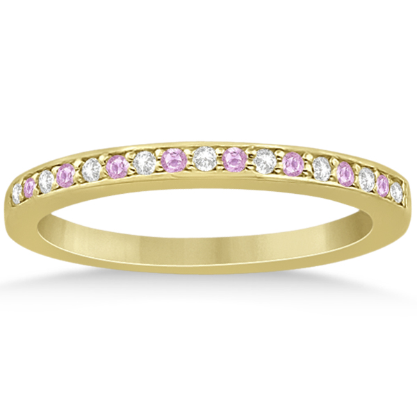 Pink Sapphire & Diamond Engagement Ring Set 18k Yellow Gold (0.55ct)