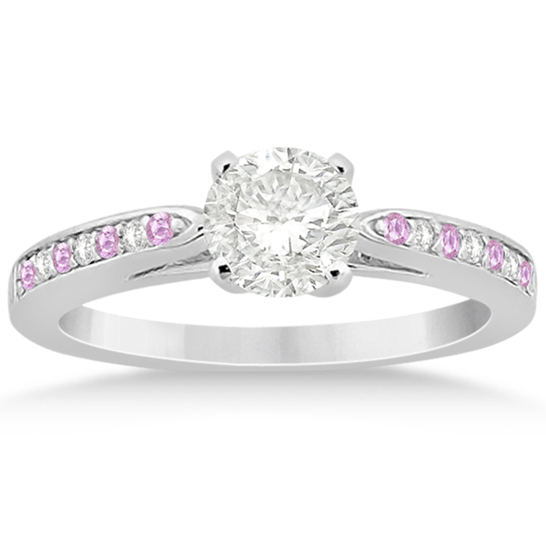Pink Sapphire & Diamond Engagement Ring Set Palladium (0.55ct)