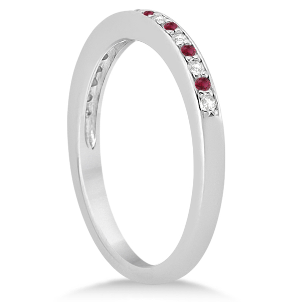 Ruby & Diamond Engagement Ring Bridal Set 14k White Gold (0.47ct)