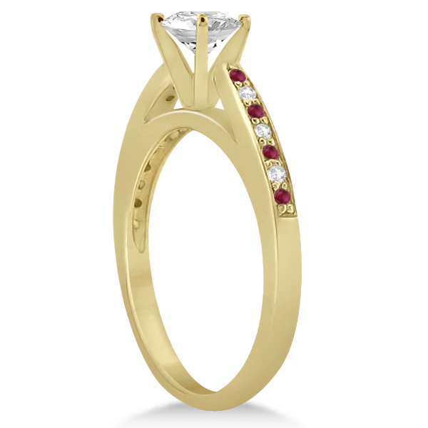 Ruby & Diamond Engagement Ring Bridal Set 14k Yellow Gold (0.47ct)