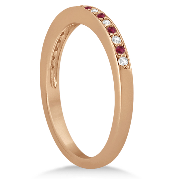 Ruby & Diamond Engagement Ring Bridal Set 18k Rose Gold (0.47ct)
