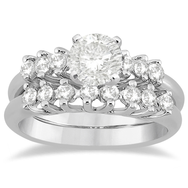 Seven Stone Diamond Bridal Set Ring and Band Palladium (0.42ct)