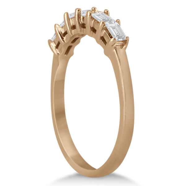 Baguette Diamond Engagement Ring & Wedding Band 18K Rose Gold (0.90ct)