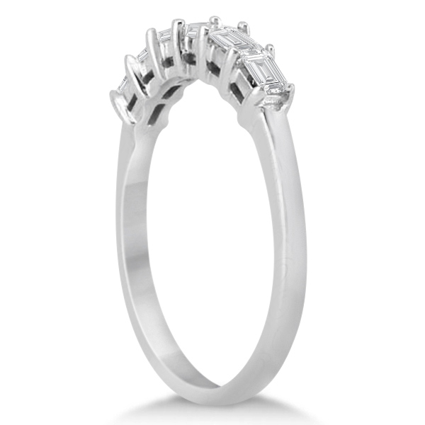 Baguette Diamond Ring Wedding Band for Women 18K White Gold (0.54ct)