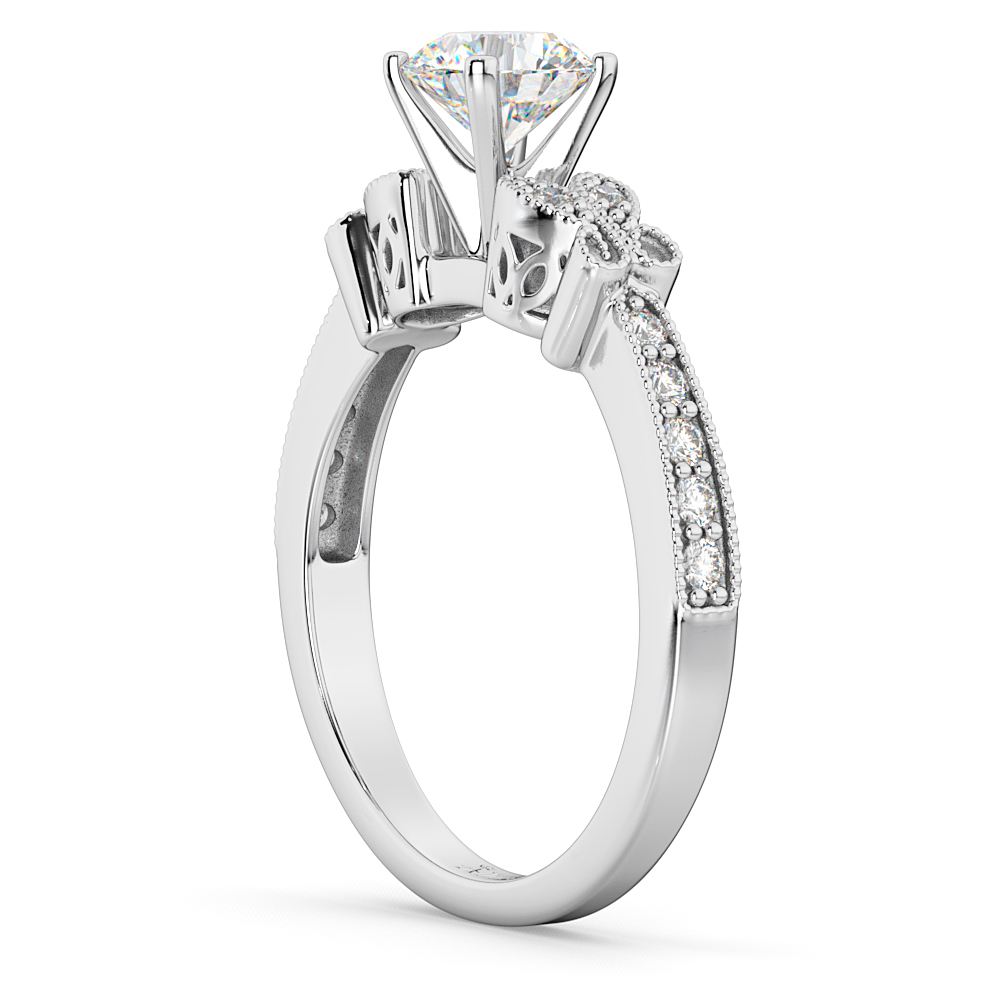 Butterfly Lab Grown Diamond Engagement Ring Setting 18k White Gold (0.20ct)
