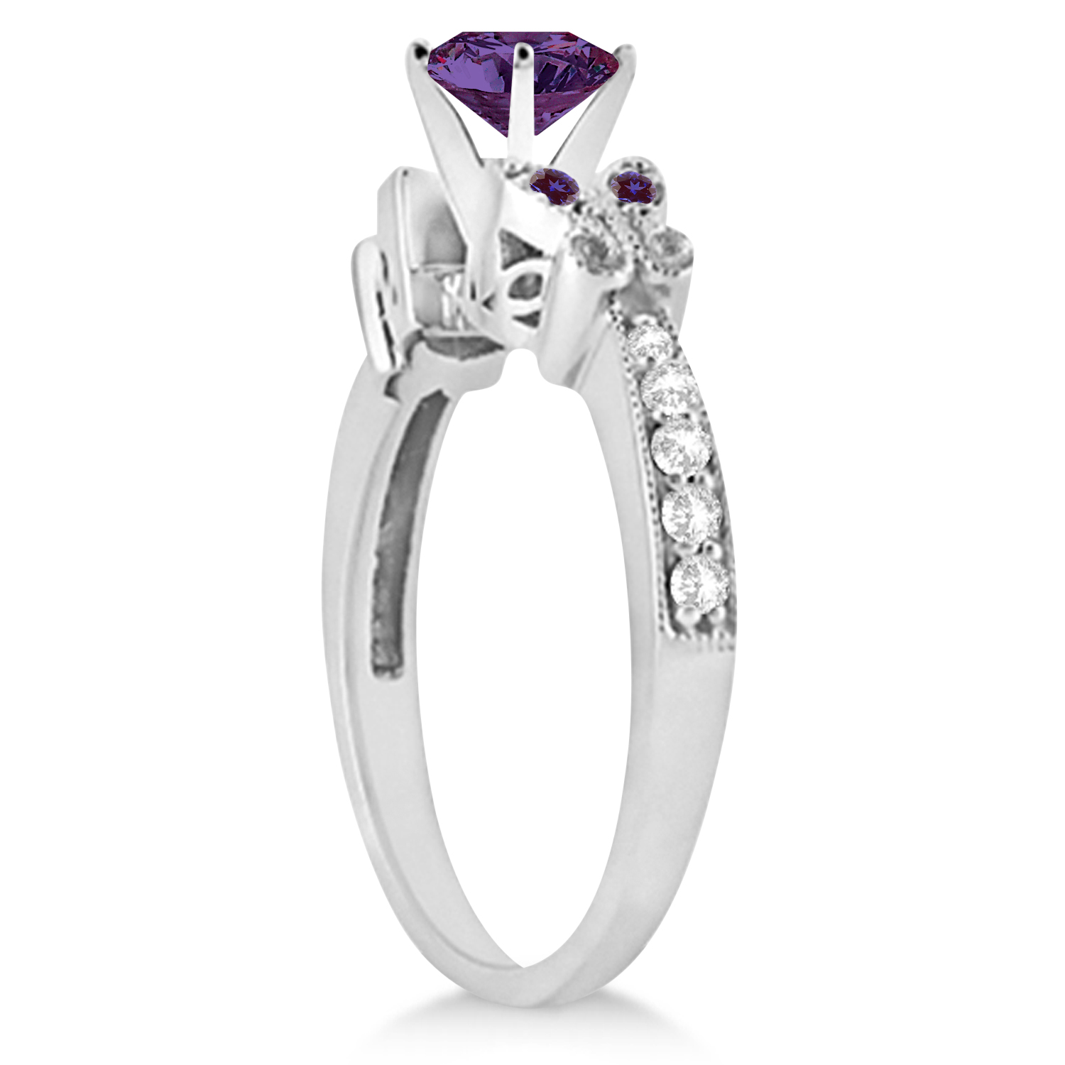 Butterfly Alexandrite & Diamond Bridal Set Palladium 1.50ct
