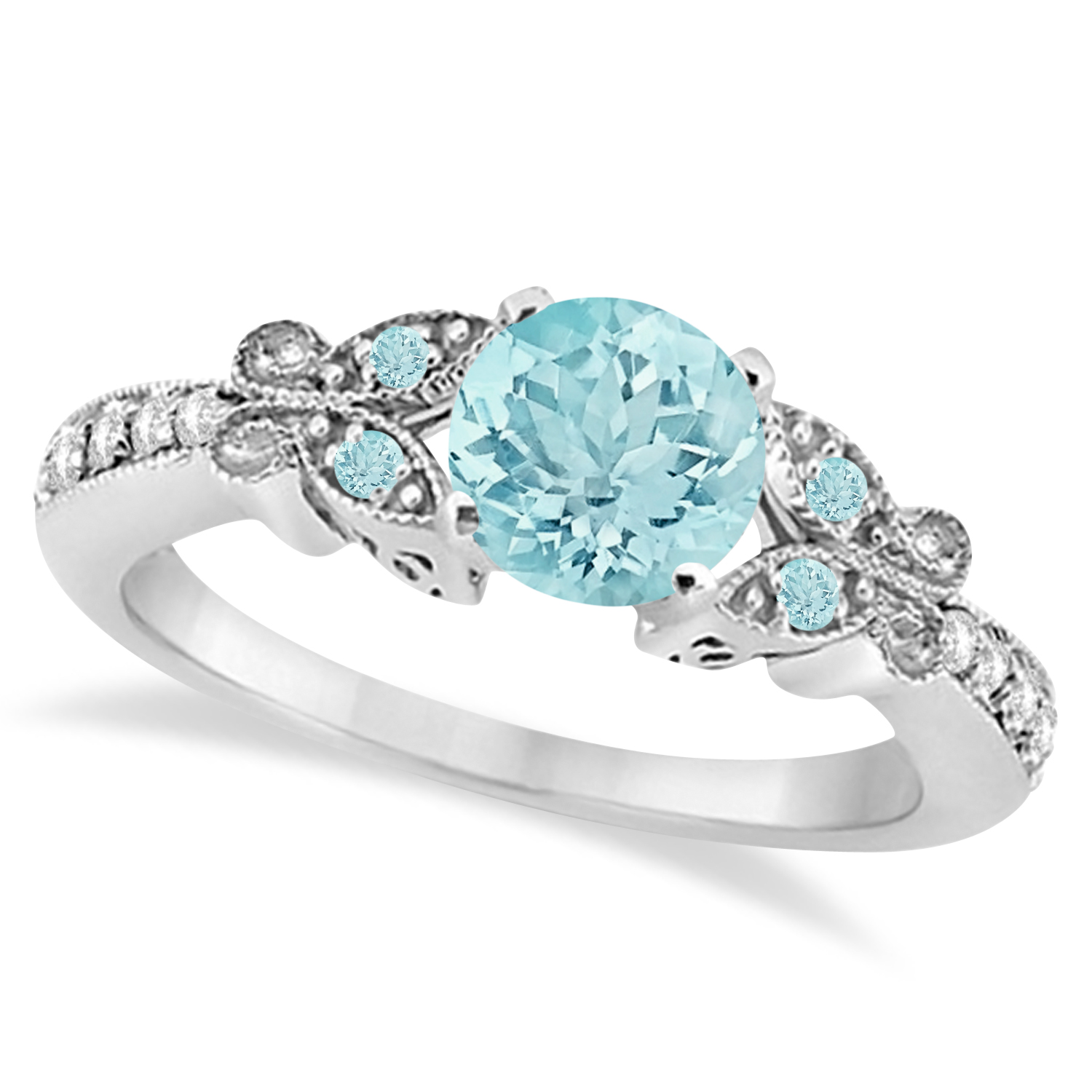 Preset Butterfly Aquamarine & Diamond Bridal Set 18K White Gold (2.05ct)