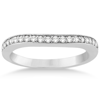 Curved Lab Grown Diamond Wedding Band 14k White Gold (0.22ct)