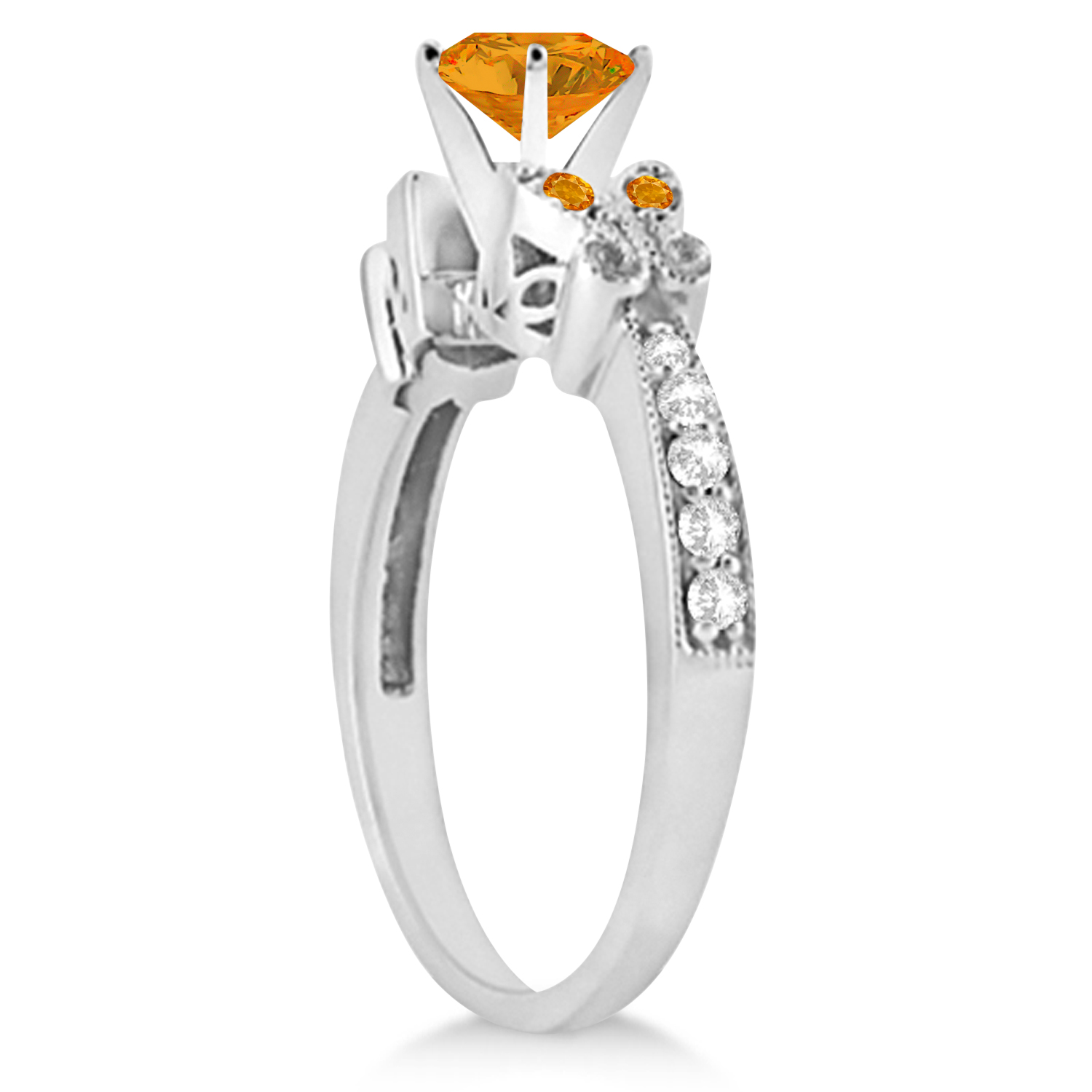 Butterfly Genuine Citrine & Diamond Bridal Set Platinum (1.75ct)
