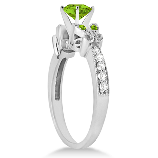 Butterfly Genuine Peridot & Diamond Bridal Set Platinum (1.33ct)