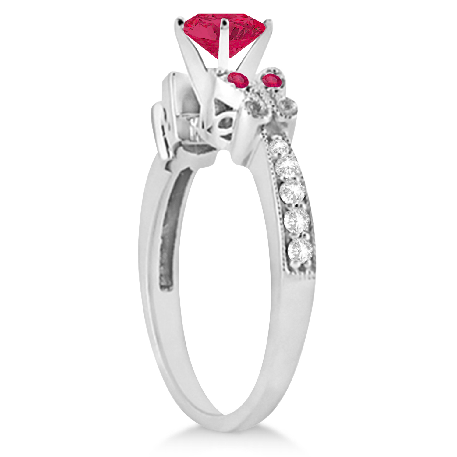 Butterfly Genuine Ruby & Diamond Bridal Set 18K White Gold (2.03ct)