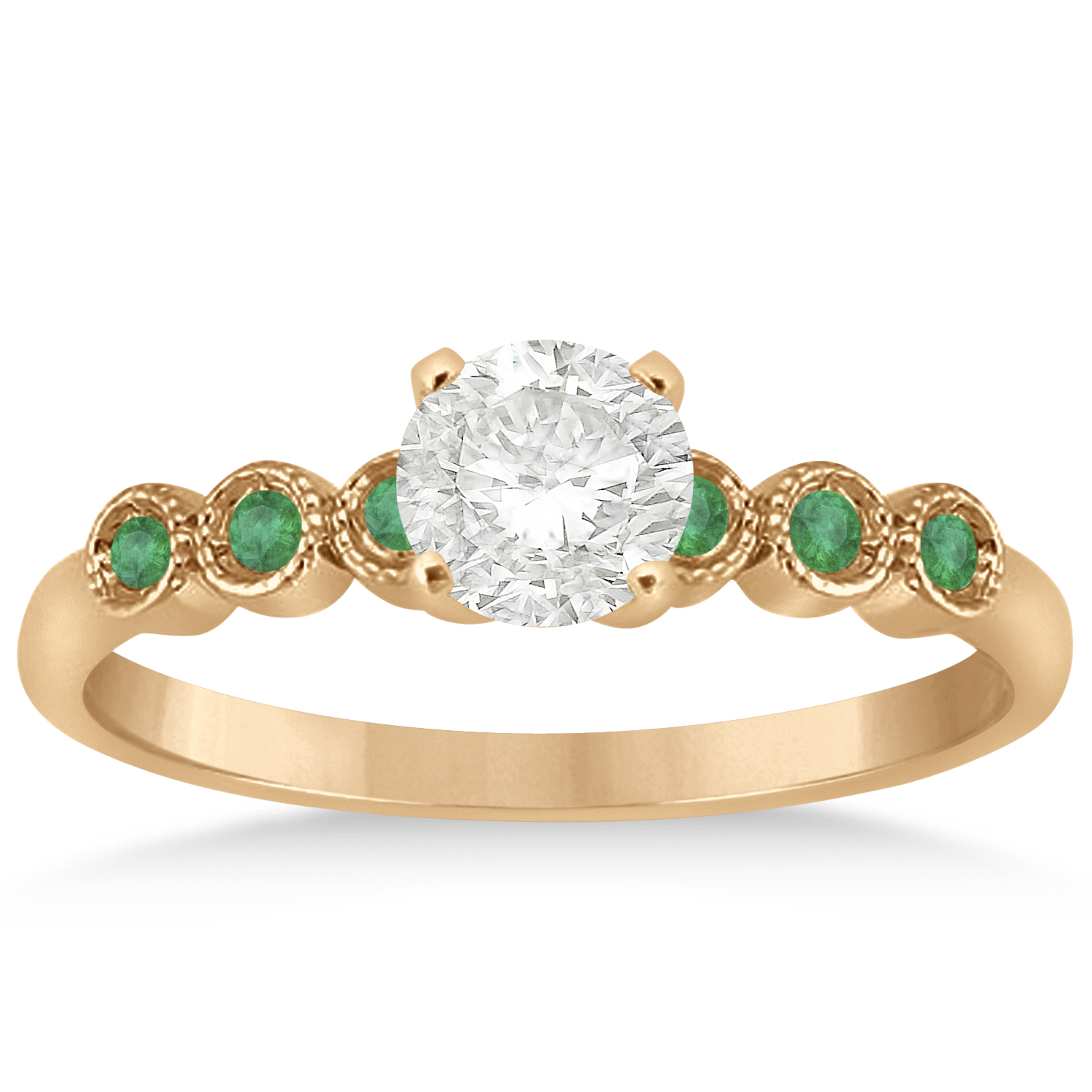 Emerald Bezel Set Engagement Ring Setting 18k Rose Gold 0.09ct U9154