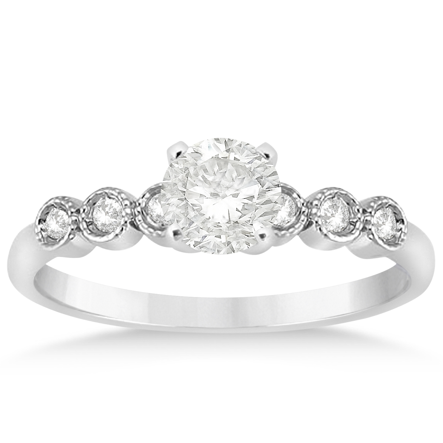 Diamond Bezel Set Bridal Set Setting 14k White Gold (0.19ct)