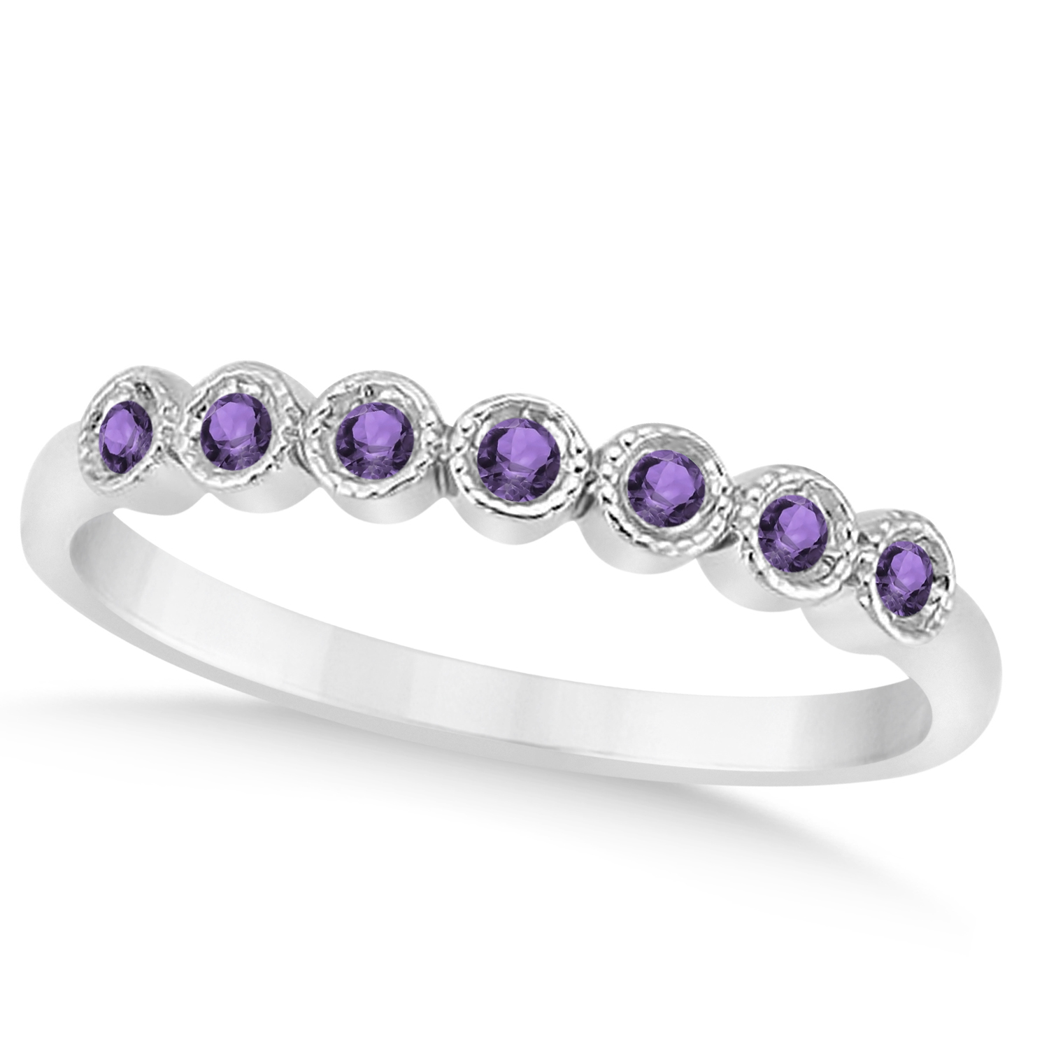 Amethyst Bezel Set Bridal Set Setting 14k White Gold (0.19ct)
