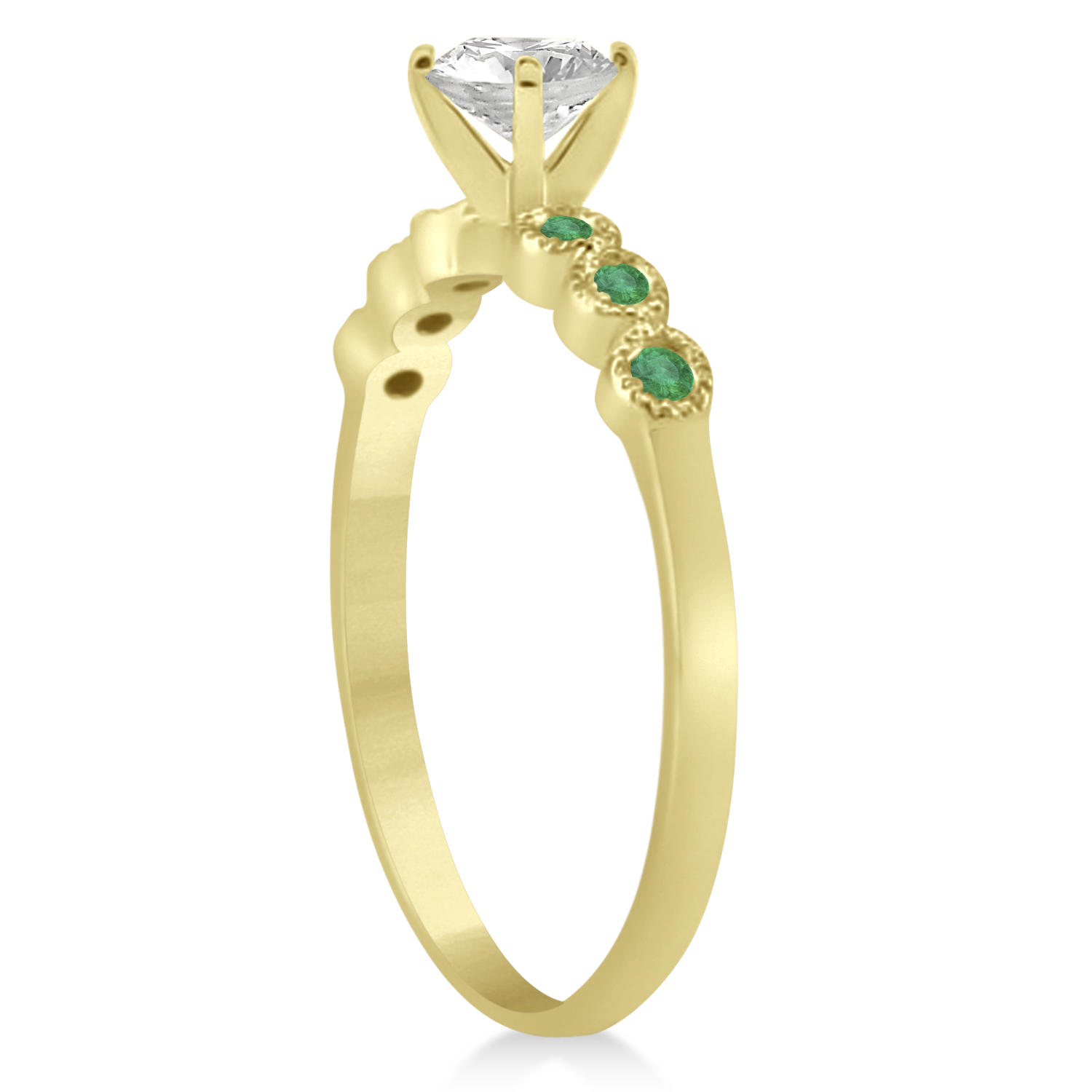Emerald Bezel Set Bridal Set 14k Yellow Gold 0.19ct