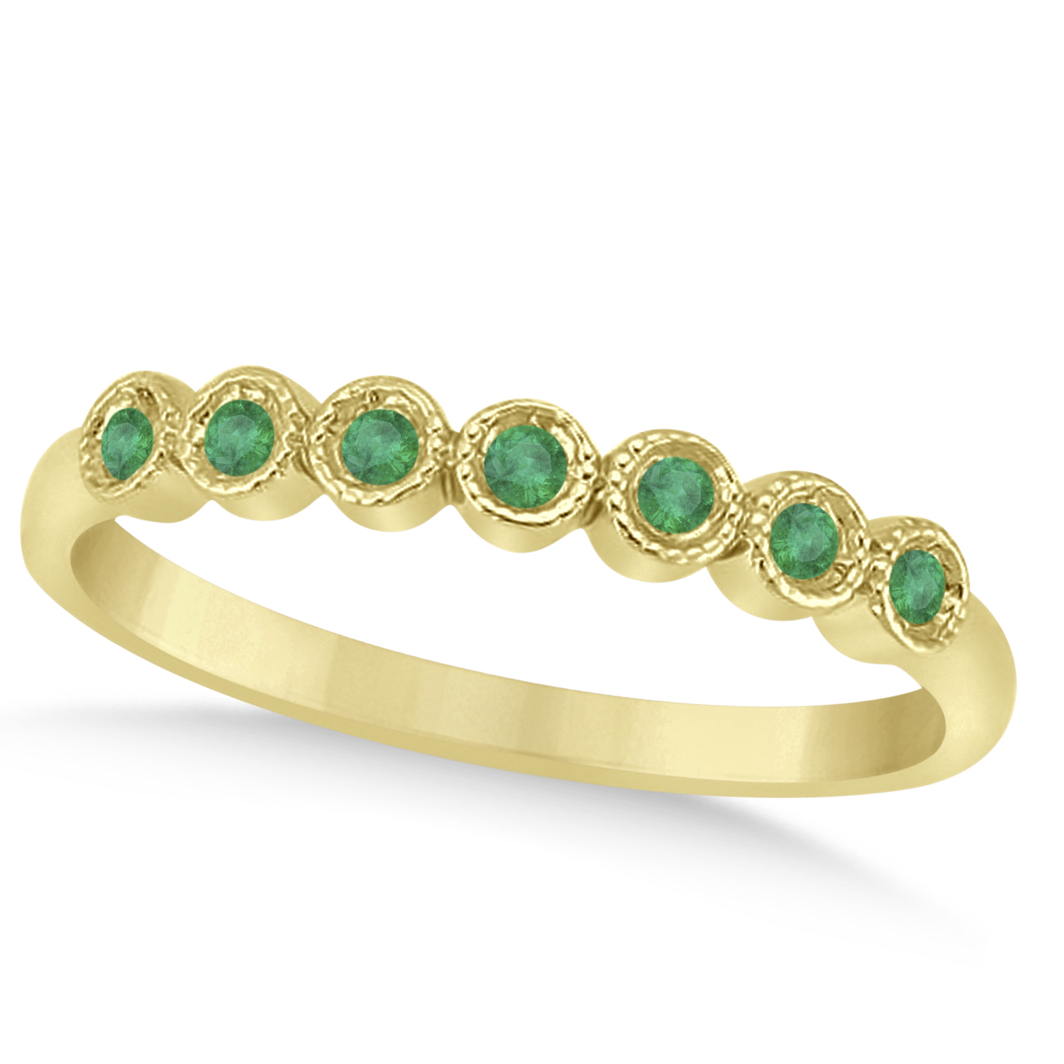 Emerald Bezel Set Bridal Set 14k Yellow Gold 0.19ct