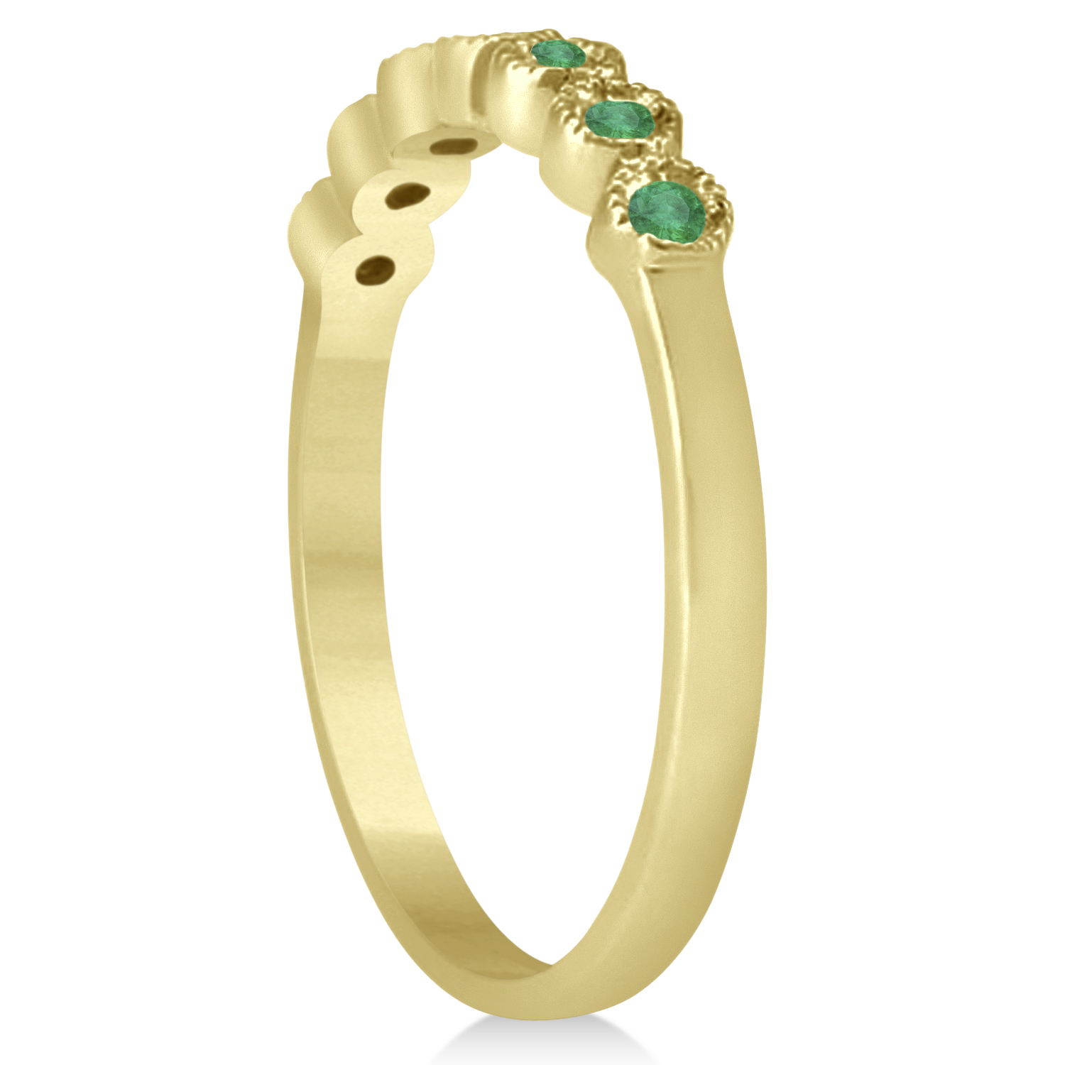 Emerald Bezel Set Bridal Set 14k Yellow Gold 0.19ct