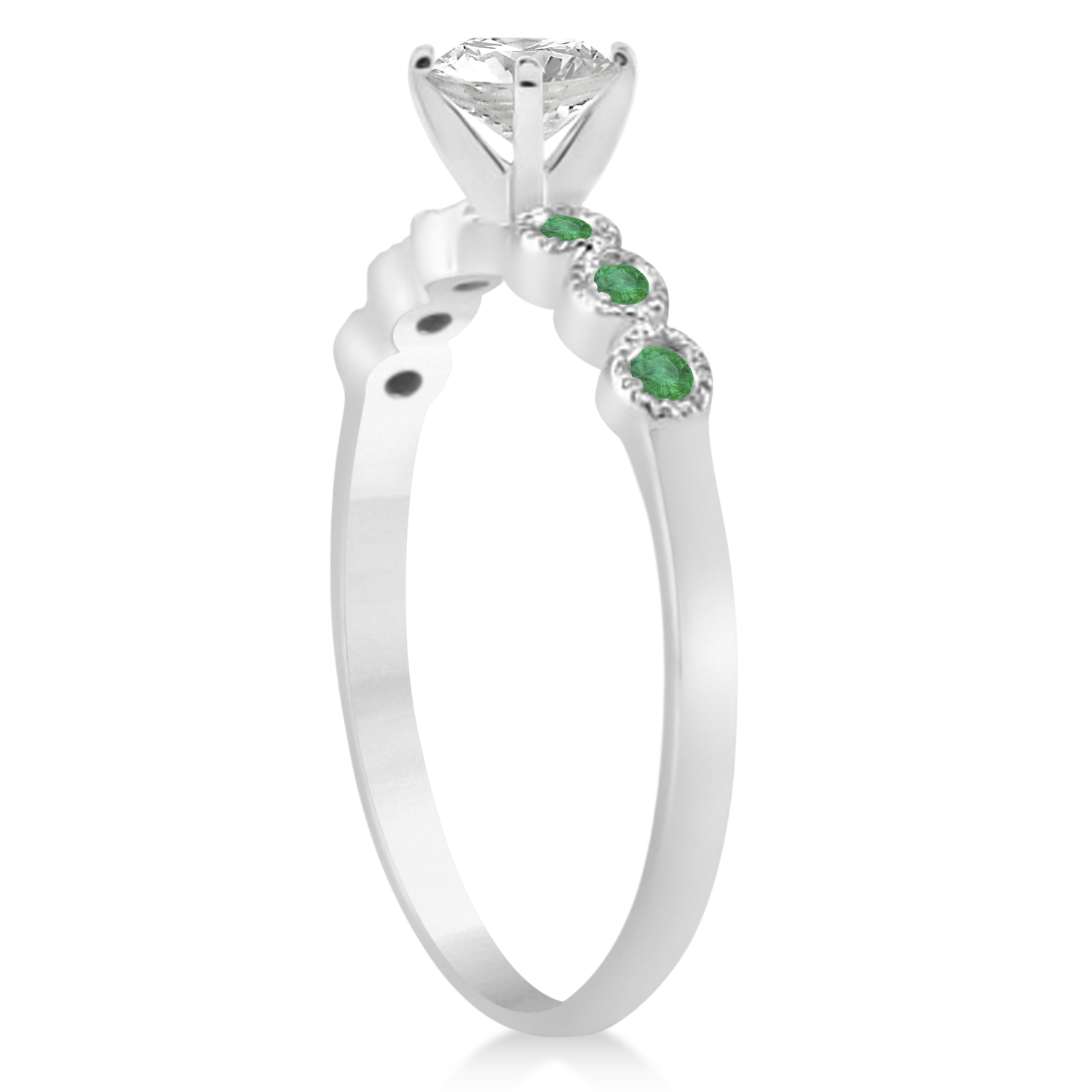 Emerald Bezel Set Bridal Set 18k White Gold 0.19ct
