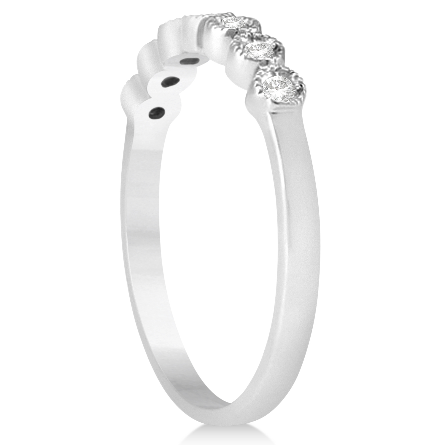 Diamond Bezel Set Wedding Band 14k White Gold (0.10ct)