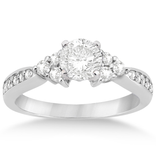 Floral Diamond Engagement Ring & Wedding Band 14k White Gold (0.56ct)